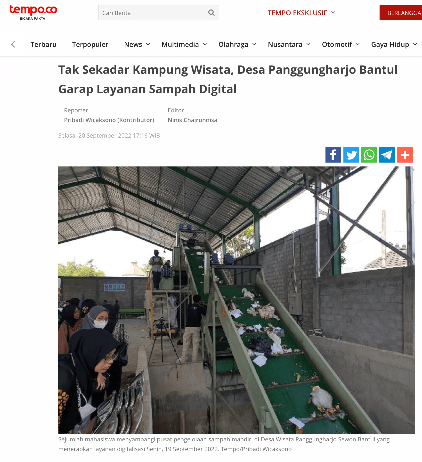 Tak Sekadar Kampung Wisata, Desa Panggungharjo Bantul Garap Layanan Sampah Digital